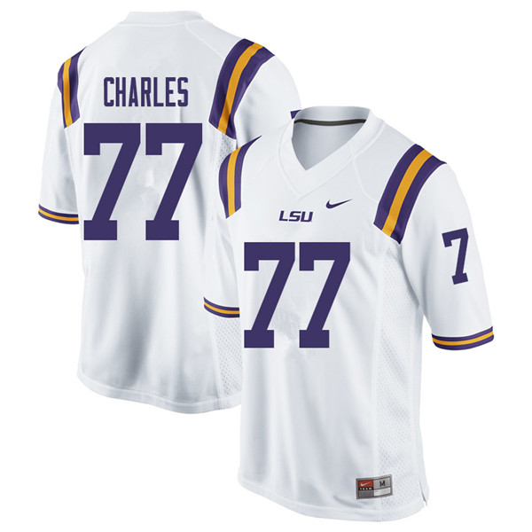 Men #77 Saahdiq Charles LSU Tigers College Football Jerseys Sale-White